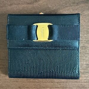 Salvatore Ferragamo Black and Gold Wallet